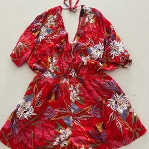 Lulus Floral Red Romper